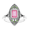 Custom Pink and Green Vintage Style Heirloom Ring  