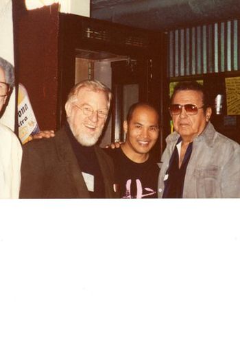 Tom Toyama, center, Joe Rowland, right side. Anyone know who is on our left side? Photo taken at a club called Cactus Cantina in South Beach, Miami in January 1992. Tom was performing with jazz trumpeter/saxophonist Ira Sullivan and band at the International Association of Jazz Educators Conference at the Hyatt Regency Hotel in Downtown Miami and later at this club.
