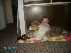 Even as a baby, Destinee was always with the dogs!
