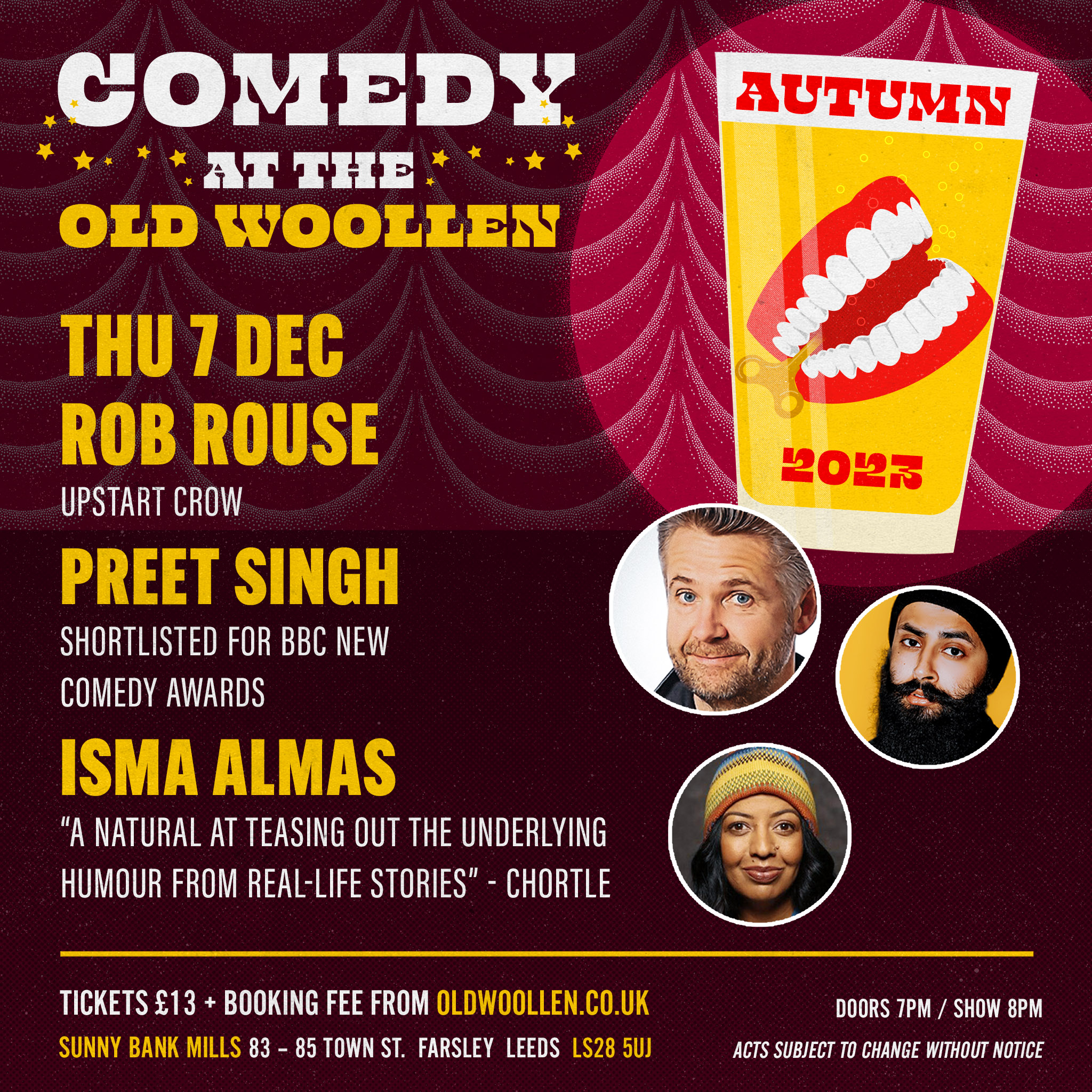 Comedy At The Old Woollen - Thurs 7 Dec @ The Old Woollen, Sunny Bank ...