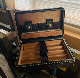 Dark brown Crocodile pattern travel humidor $89.99 (sold out)