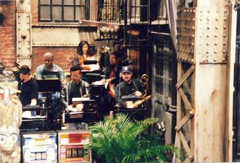Lew on right at SNL band rehearsal 1999
