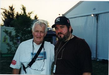 Lew with Bill Perkins backstage at Marciac, France 2000
