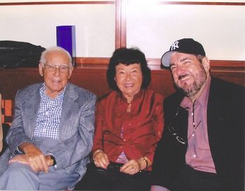Sid Cooper and his wife, Pat with Lew at the party for Lew after last gig on SNL 2005
