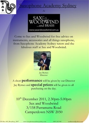 Saxophone Academy Sydney @ Sax and Woodwind - December 2011
