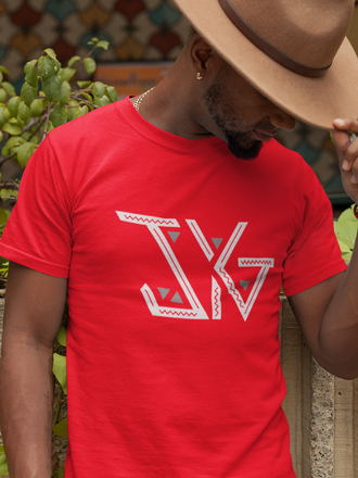 Man wearing a red JYG, junkyard groove  half sleeve tshirt