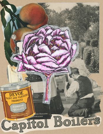"Peony" 2023 - mixed media painting with vintage collage
