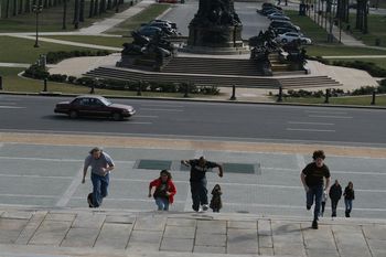 Racing up the "ROCKY" steps. (I lost.)
