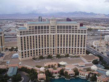 The view of The Bellagio from the top of the "Eiffel Tower".
