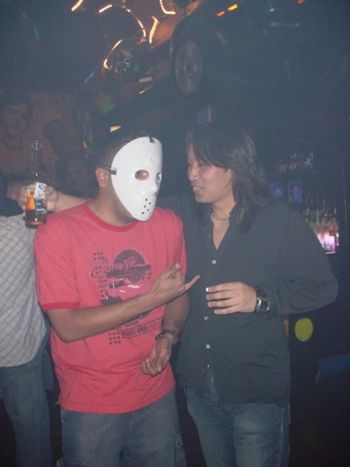 "Dude,.. i get it,.. it's Friday the 13th,.. You got a hockey mask on,.. now shut up and drink."
