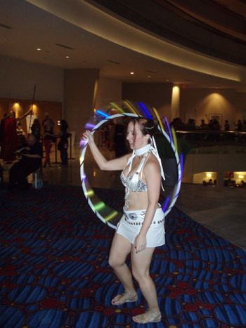 Jenn hooping at the Marriott lobby
