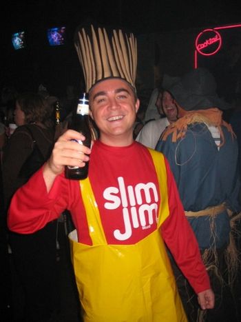 Slim Jim makes a toast.
