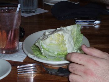 Half a head of lettuce and ranch dressing.
