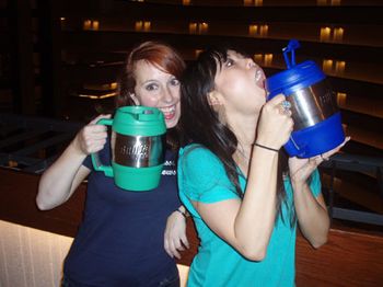 Jenn and Jen quenching their thirst.
