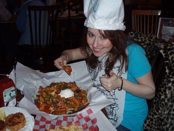 A big bowl of nachos. Pure stomach punishment.
