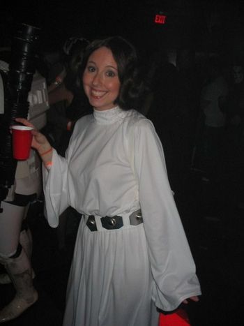 Princess Leia sneaks away for a cocktail.
