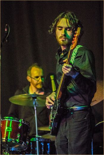Tim Skinner (drums) and Jacob Browne (bass), Norwich Puppet Theatre, 4.11.23 (Photo: Gordon Woolcock)
