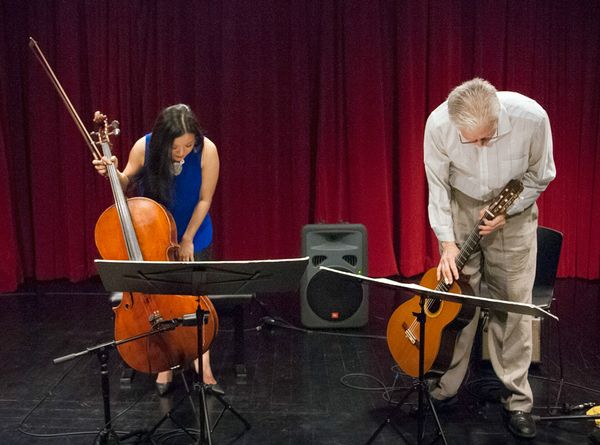 The Duo taking their bows upon completion of their debut concert at The New School.