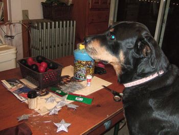 Carley helping Dale with some Christmas crafts
