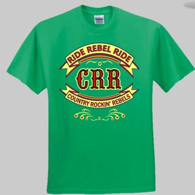 Country Rockin' Rebels "Ride Rebel Ride" green T-shirt