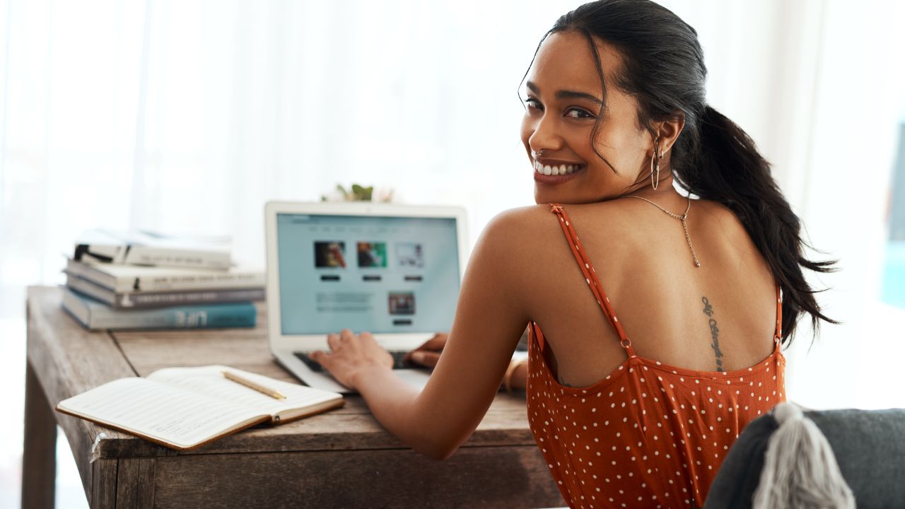 woman on a computer