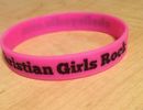 WristBand "Christian Girls Rock" Hot Pink