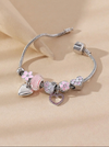 Women's 1 Piece Rhinestone Heart Charm Freedom Beaded Bracelet