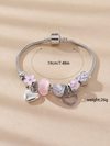 Women's 1 Piece Rhinestone Heart Charm Freedom Beaded Bracelet