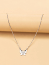 Alloy Butterfly Pendant Necklace Silver