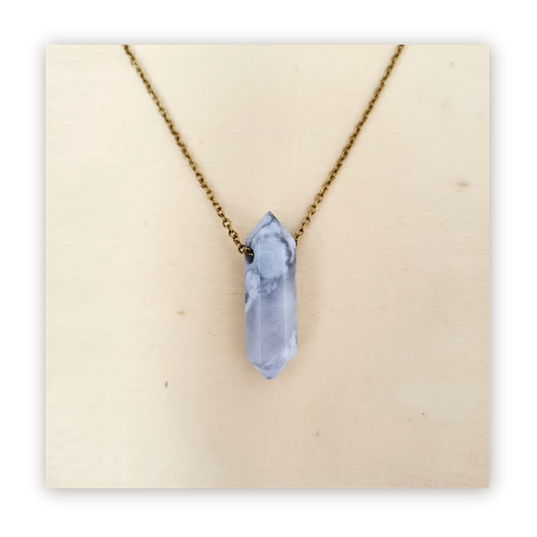 Buy Howlite Crystal Stone Pendant - Pencil Shape