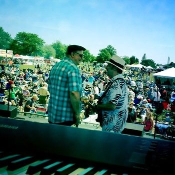 Dave and Tom between songs at the Chesapeake Bay Blues Festival 2012
