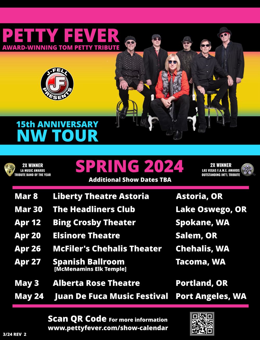 Petty Fever Tom Petty Tribute Tour, Bing Crosby Theater, J-Fell Presents, Elsinore Theatre, Liberty Theatre Astoria, Alberta Rose Theatre, Spanish Ballroom, 15 Anniversary, Juan De Fuca