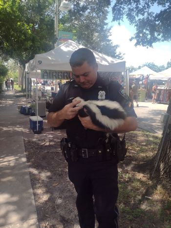 Delilah has stolen another heart! Thank you Jason from Gulfport PD for being such a good sport and giving Delilah the attention she loves? 🦨💗
