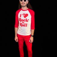 White w/Red Baseball ¾ Sleeves T-Shirt I ❤️ Rock & Roll