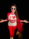 White w/Red Baseball ¾ Sleeves T-Shirt I ❤️ Rock & Roll