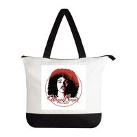 White and Black Tote Big Red Afro Logo