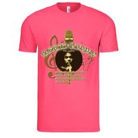 Hot Pink Short Sleeve T-shirt Gold Musical Logo