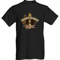Black Short Sleeve T-shirt Gold Musical Logo