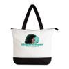 White and Black Tote Turquoise Profile