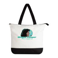 White and Black Tote Turquoise Profile