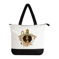 White and Black Tote Gold Musical Logo