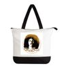 White and Black Tote Big Gold Afro Logo