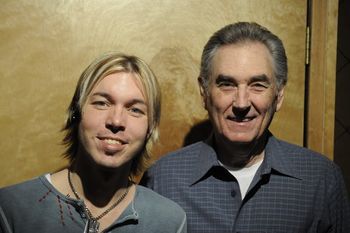 Justin with Pete Wade.. this man has played on more country hits from the 60's and 70's a legend in his time. It was so awesome to have him play his famous electric licks on "Tell Me The Story of Jesus"
