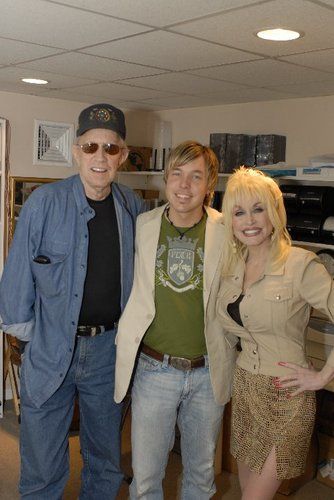 Justin in the studio with Porter Wagoner and Dolly Parton
