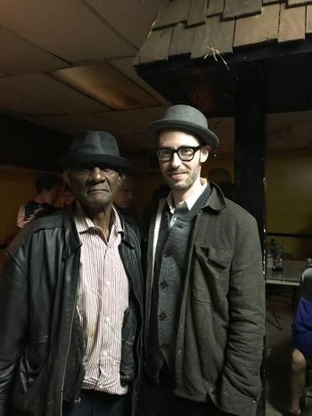 With Bentonia Bluesman Jimmy "Duck" Holmes in Clarksdale, Mississippi. Photo by Gilbert Vowell.
