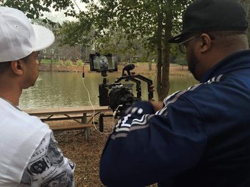Lex the Don with director Padarrah Moss on set of the Baddest Girl video shoot in Anderson, SC 2015
