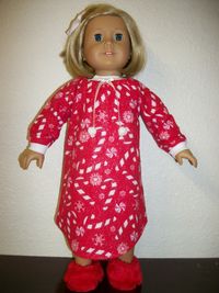 Candy Cane Christmas gown w/white puff balls