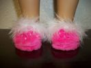 Hot pink fuzzy slippers w/Rhinestones