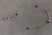 A11 - Turquoise Jasper and Black Onyx Key Anklet