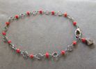 A9 - Coral Colored Anklet with Flower Drop
